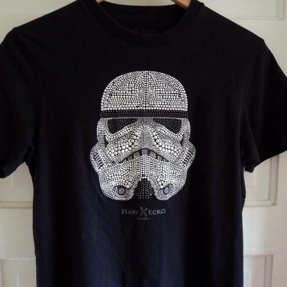 Marc Ecko Rare Black & White Beaded Star Wars Stormtrooper Tee S - Picture 2 of 6